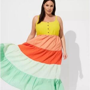 Torrid Tiered Colorblock Maxi Dress